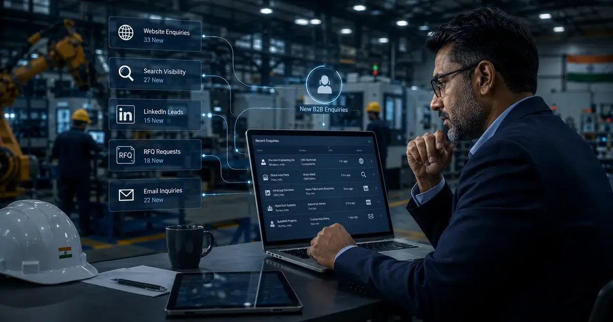 Industrial B2B team reviewing a digital dealer and distributor network growth dashboard