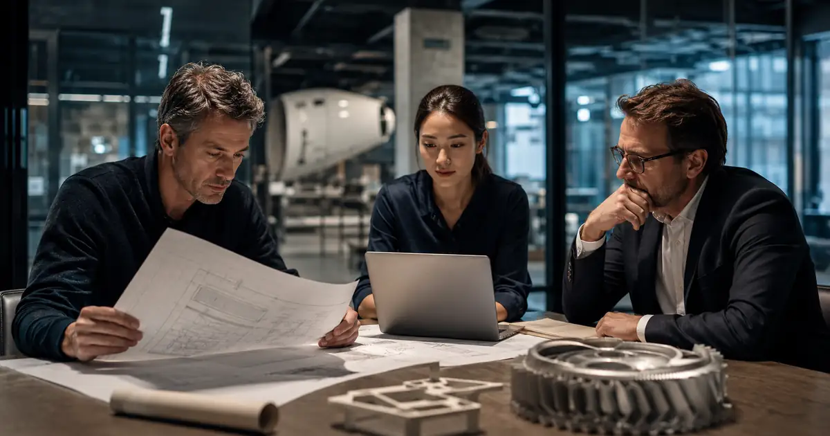 Engineering team reviewing content marketing for engineering firms in a realistic professional setting.